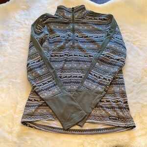 Kerrits Green and Gray Patterned Quarter-Zip Top